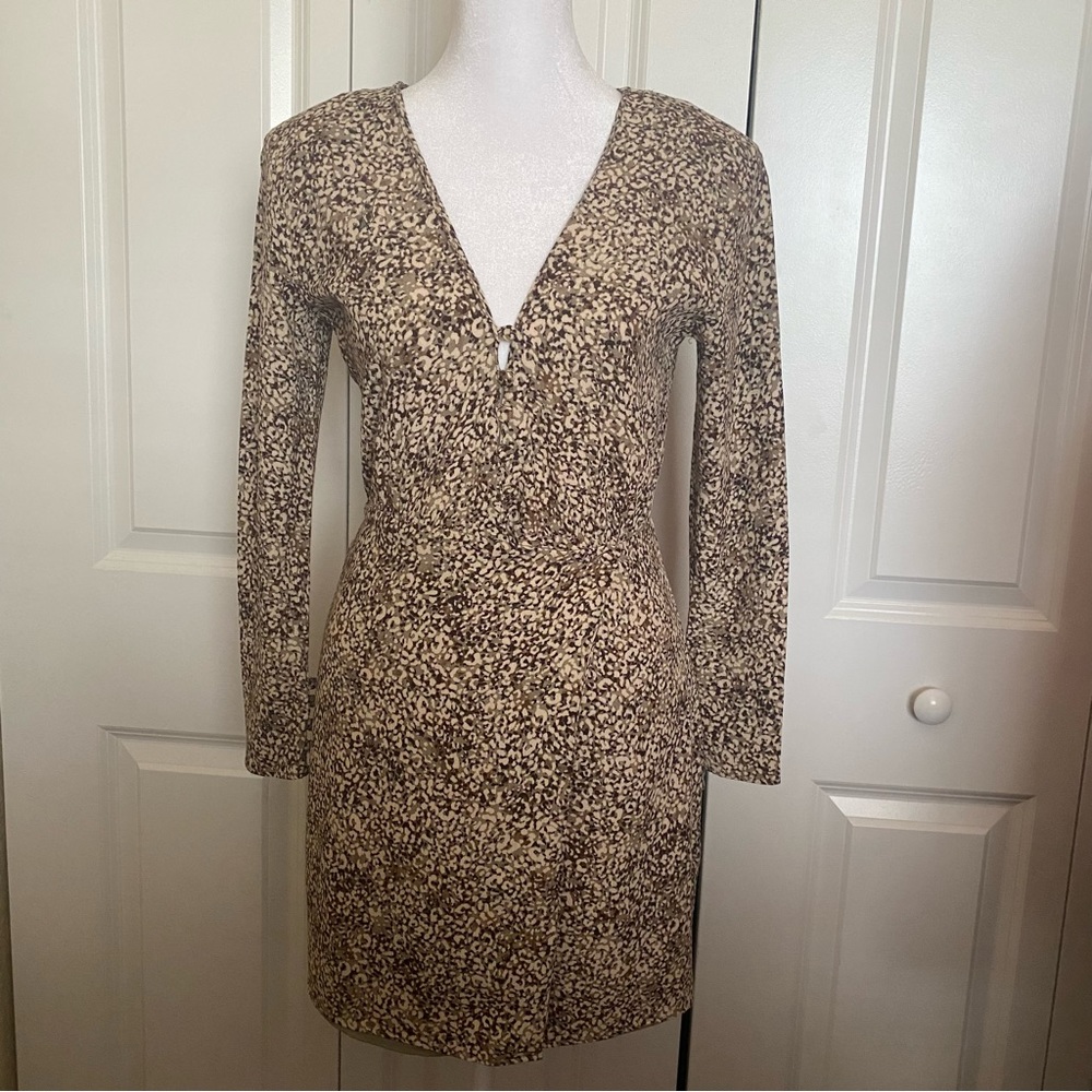 Zara Long Sleeve Animal Print Mini Dress Size XS